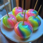 Cotton Candy Swirl Glow-in-the-Dark Candy Apples – A Magical Treat!