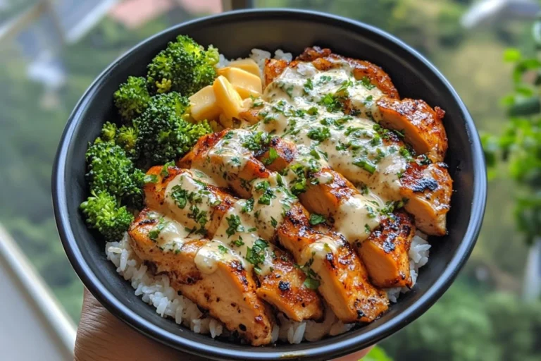 Comforting Chicken & Rice Bowls with Creamy Garlic Sauce | Easy Dinner Recipe