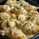 Creamy Garlic Butter Chicken Alfredo Stuffed Shells