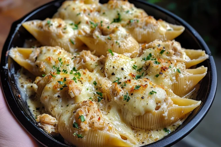 Creamy Garlic Butter Chicken Alfredo Stuffed Shells