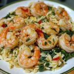 Lemon Garlic Shrimp with Spinach Orzo