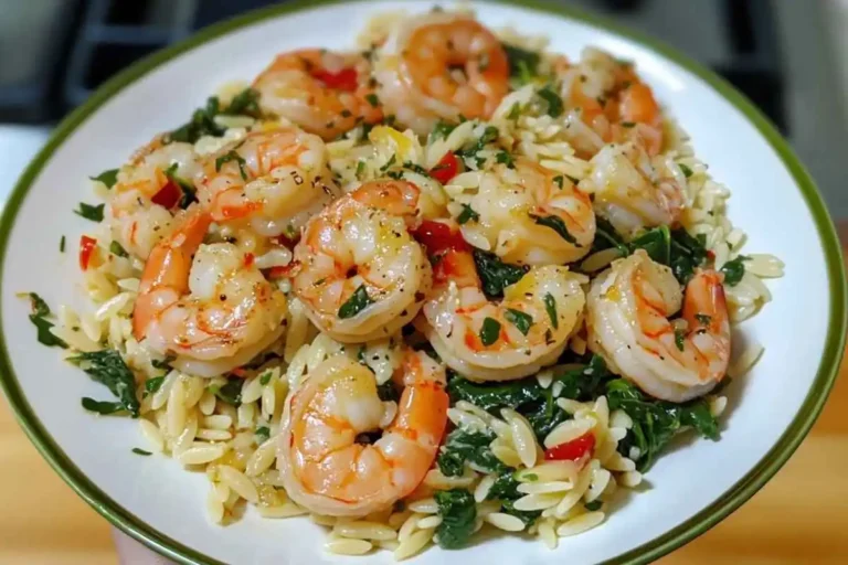 Lemon Garlic Shrimp with Spinach Orzo