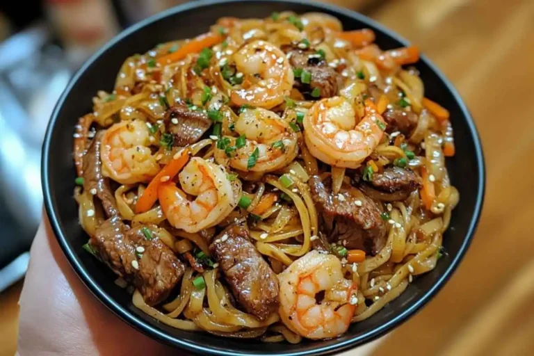preparing Steak & Shrimp