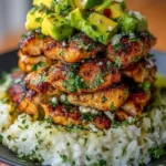 Honey Lime Chicken & Avocado Rice Stack