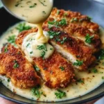 Crispy Parmesan Chicken with a Rich Garlic Sauce