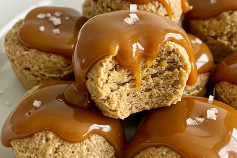No-Bake Salted Caramel Peanut Butter Cottage Cheese Bites