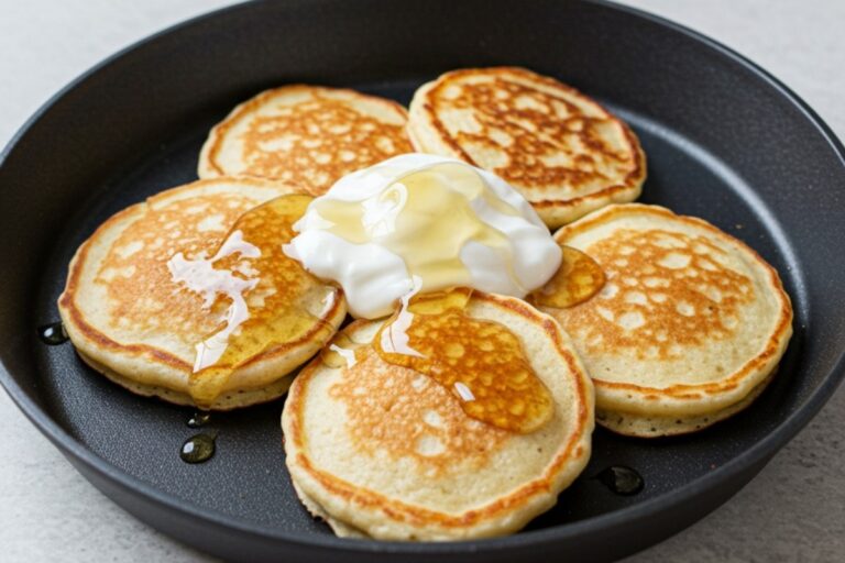 Cottage Cheese Protein Pancakes with Honey Drizzle