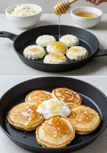 Cottage Cheese Protein Pancakes with Honey Drizzle