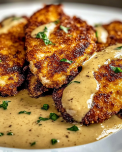 Crispy Parmesan Chicken with Rich Garlic Sauce