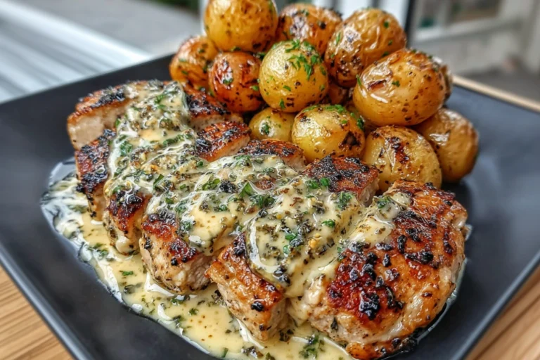 Creamy Garlic Chicken with Roasted Baby Potatoes