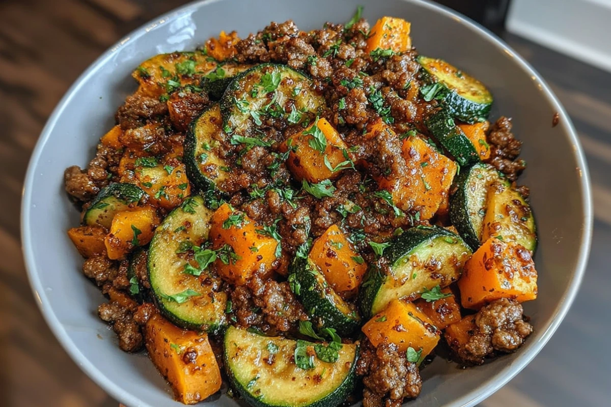 Ground Beef Zucchini Sweet Potato Skillet