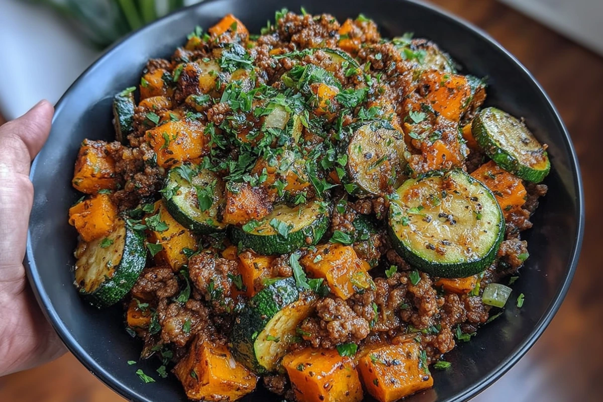Ground Beef Zucchini Sweet Potato Skillet