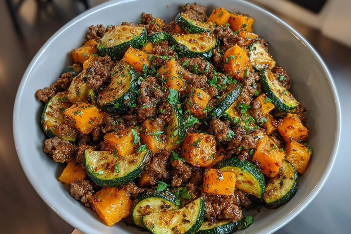Ground Beef Zucchini Sweet Potato Skillet