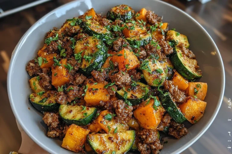 Ground Beef Zucchini Sweet Potato Skillet