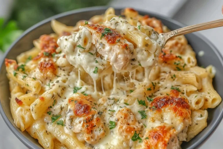 Creamy Garlic Boursin Chicken Pasta Bake