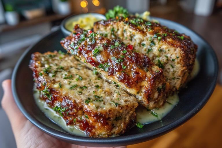 Melt-in-Your-Mouth Garlic Parmesan Chicken Meatloaf