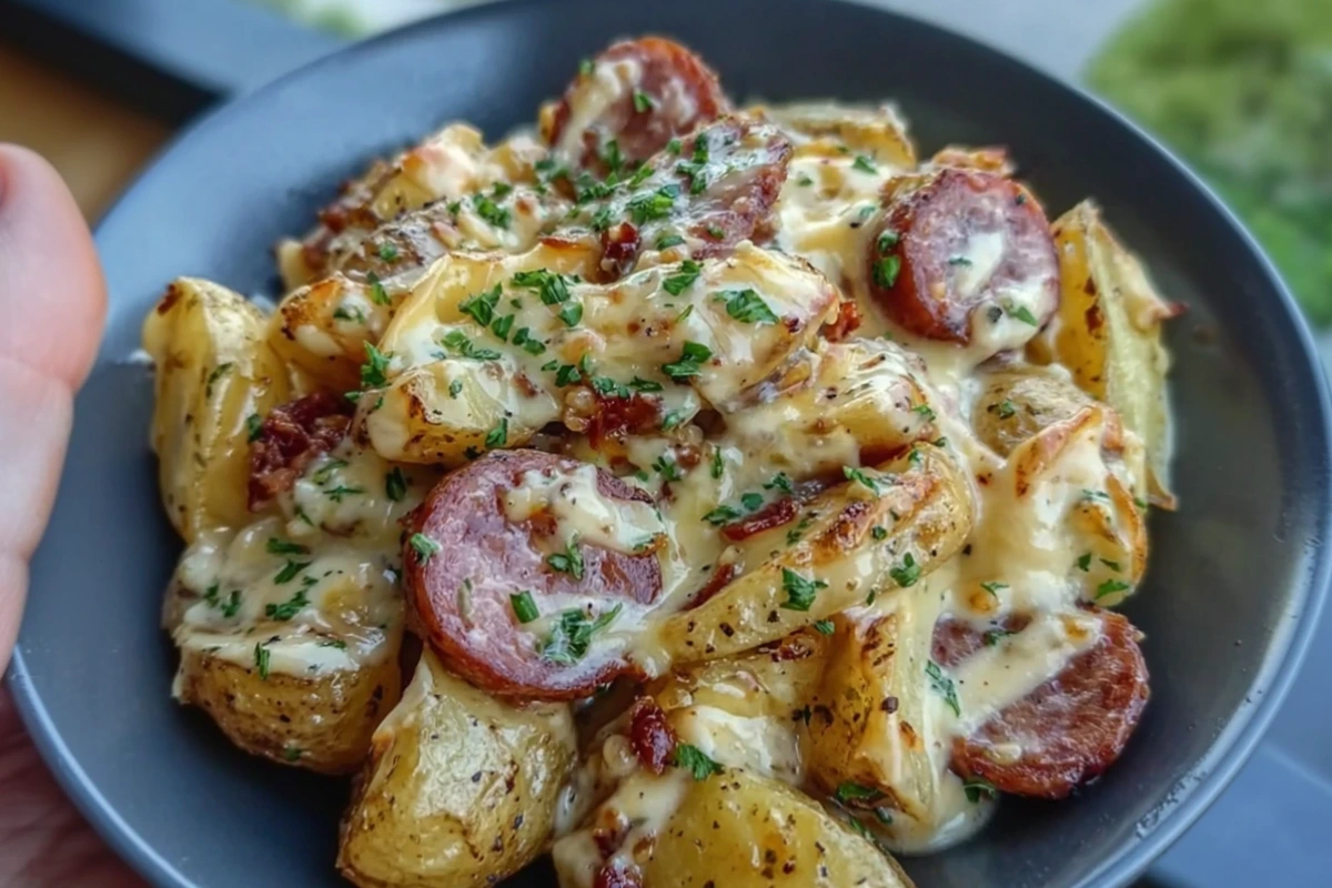 Cheesy Ranch Potatoes and Smoked Sausage