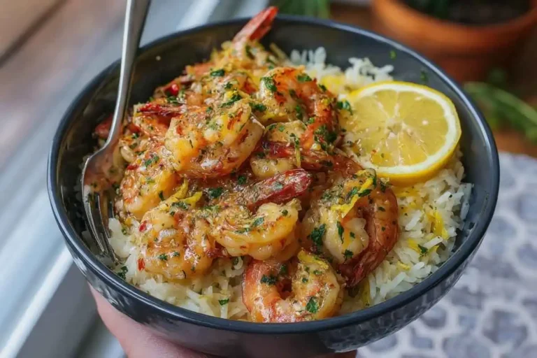 Garlic Butter Shrimp & Rice Bowls with Lemon Herb Drizzle