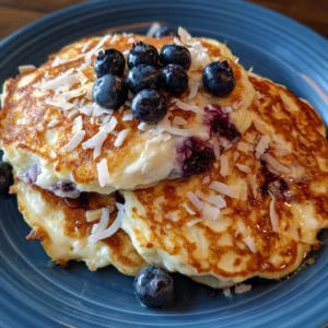 Blueberry-Coconut Cottage Cheese Pancakes