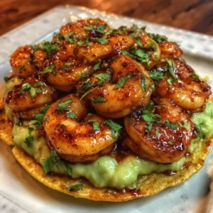 Chili Lime Shrimp Tostadas with Avocado Crema