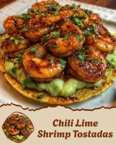 Chili Lime Shrimp Tostadas with Avocado Crema