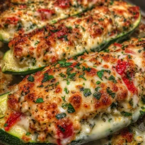 Cottage Cheese Stuffed Zucchini Boats