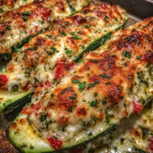 Cottage Cheese Stuffed Zucchini Boats
