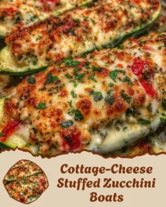 Cottage Cheese Stuffed Zucchini Boats