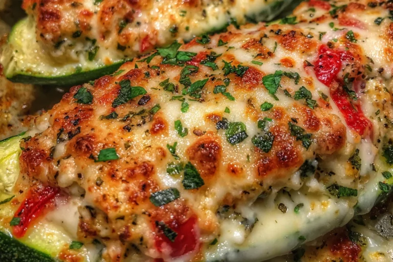 Cottage Cheese Stuffed Zucchini Boats