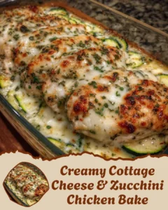 Storage & Reheating Tips This bake is a perfect meal prep option—it holds up well in the fridge and reheats like a dream. Here’s how to store and enjoy leftovers: Refrigerator: Allow leftovers to cool completely before storing. Transfer to an airtight container or cover the baking dish tightly with foil or plastic wrap. It will keep in the fridge for up to 4 days. Freezer: You can freeze individual servings or the entire casserole after baking. Let the bake cool, then portion into freezer-safe containers or wrap tightly with foil and place in a freezer bag. Freeze for up to 2 months. Reheating Instructions: Oven: Reheat covered in a 350°F oven for 15–20 minutes, or until hot and bubbly. Microwave: Place a single serving on a microwave-safe plate and heat for 1½–2 minutes. Stir halfway through if needed for even heating. Skillet: Add a splash of water or broth and reheat gently over low heat, covered, until warmed through. Tip: When reheating from frozen, thaw overnight in the fridge before warming to maintain the best texture. Nutritional Breakdown (Per Serving) Here’s a more detailed view of what you’re getting with each satisfying serving: Calories: 450 kcal Protein: 38 g Fat: 18 g Carbohydrates: 12 g Sugar: 4 g Fiber: 2 g Sodium: 390 mg Cholesterol: 110 mg It’s an incredibly balanced dish—low in carbs, high in protein, and rich enough to keep you full without feeling heavy. Frequently Asked Questions (FAQs) Can I use chicken thighs instead of breasts? Yes! Boneless, skinless chicken thighs work wonderfully here. They’re juicier and slightly fattier, which adds flavor. Just make sure they’re cut evenly and fully cooked through before serving. Do I need to cook the zucchini first? No, it's not necessary. Zucchini softens as it bakes, especially when sliced thin. If you prefer firmer texture or want to avoid extra moisture, you can lightly sauté or grill it beforehand. Can I swap the cottage cheese for ricotta? Absolutely. Ricotta can be used 1:1 in place of cottage cheese, and it will make the dish even creamier, though it slightly changes the protein profile. Is this recipe keto-friendly? Yes, this dish is naturally low in carbohydrates and high in protein and fat, making it suitable for a keto or low-carb diet. What’s the best way to slice the zucchini? A mandoline slicer or vegetable peeler works best for thin, even ribbons. This helps them cook quickly and blend well into each bite. Can I double the recipe? Yes! Just use a larger casserole dish, like 9x13, and double all ingredients. You may need to bake 5–10 minutes longer depending on the thickness of your chicken. Smart Additions to Elevate the Dish If you're making this dish for guests or just want to elevate it a little more, try adding: Caramelized onions between the layers for sweetness and depth. Chopped sun-dried tomatoes for an umami-rich, slightly tangy bite. Fresh spinach mixed into the cottage cheese layer for added greens. Crushed red pepper or a drizzle of chili oil on top for heat. Breadcrumb or almond flour topping for crunch—sprinkle it before baking for texture. Great for Meal Prep & Leftovers This casserole slices cleanly when cooled, making it ideal for meal prep lunches. Portion it into individual containers and pair with side salads or cooked grains. It reheats beautifully and can be eaten warm or room temperature, depending on your preference. Planning for company? You can assemble the dish the night before, cover it with foil, and store it in the fridge. When ready to bake, let it sit at room temperature for 15 minutes and then bake as usual. Final Thoughts Creamy Cottage Cheese & Zucchini Chicken Bake is everything a weeknight dinner should be—fast, fuss-free, comforting, and balanced. It’s versatile, family-approved, and made with clean, whole ingredients that nourish and satisfy. The blend of cottage cheese and mozzarella creates a rich, creamy texture without needing processed sauces or excessive calories. Zucchini lightens the whole dish while soaking up the flavors of garlic, herbs, and cheese. It’s a meal that feels indulgent but supports your goals—whether that’s protein-packed eating, low-carb living, or simply cutting back on heavy starches. Creamy Cottage Cheese & Zucchini Chicken Bake