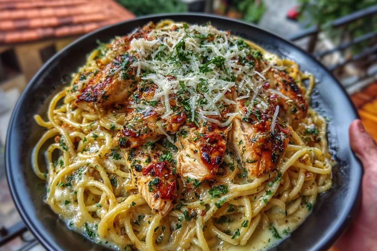 Spicy Cajun chicken spaghetti tossed in a creamy garlic mozzarella sauce. Quick, comforting, and packed with bold Southern flavor.