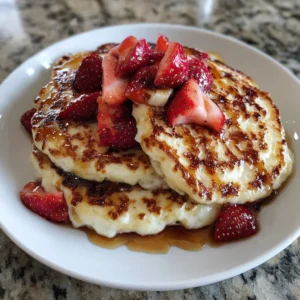 High Protein Strawberry Banana Cottage Cheese Pancakes