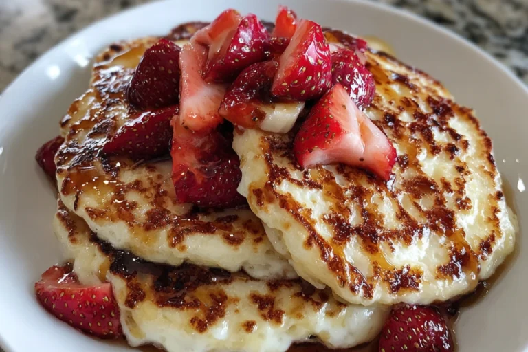 High Protein Strawberry Banana Cottage Cheese Pancakes