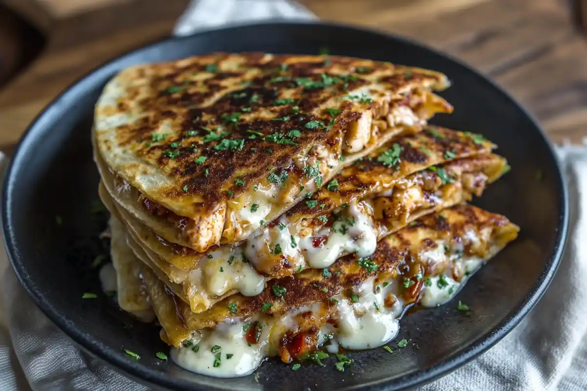 Cheesy Hot Honey Chicken Quesadillas