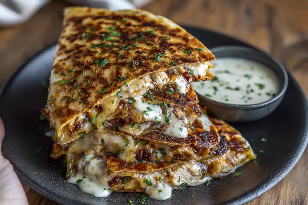 Cheesy Hot Honey Chicken Quesadillas