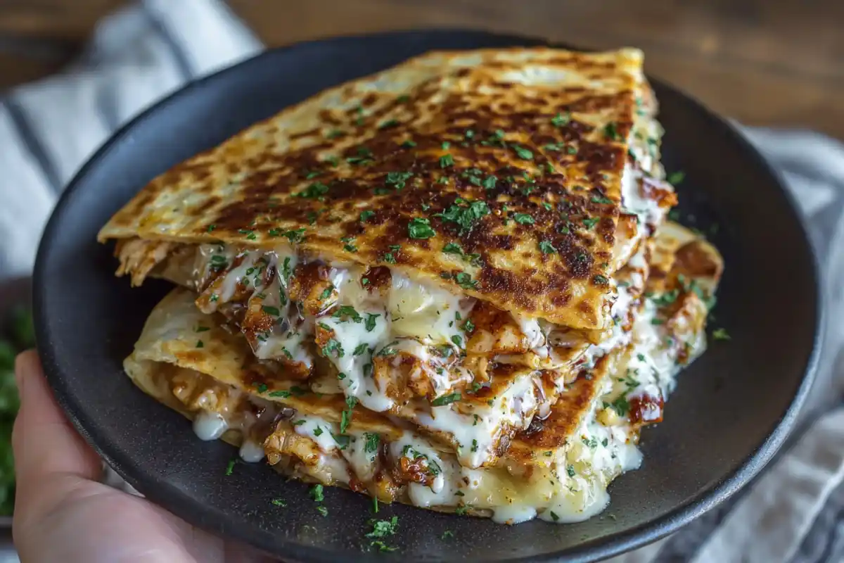 Cheesy Hot Honey Chicken Quesadillas