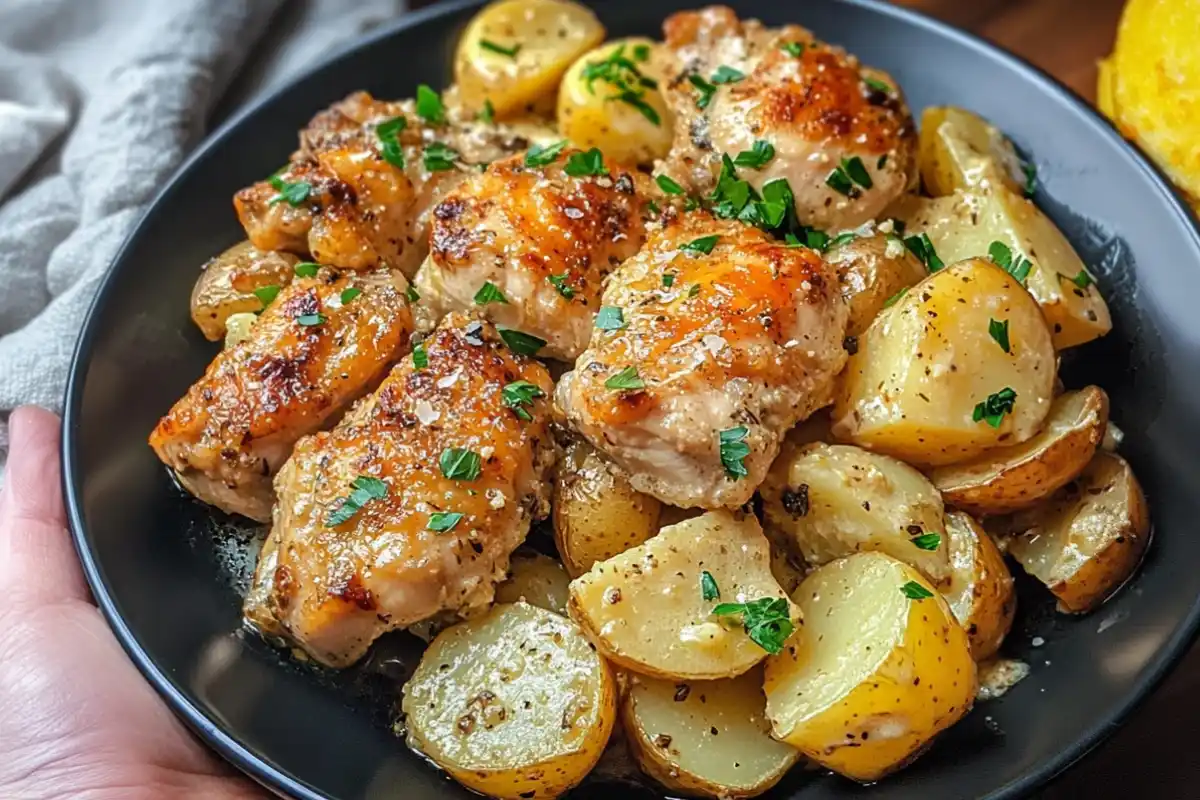 Garlic Parmesan Crockpot Chicken and Potatoes