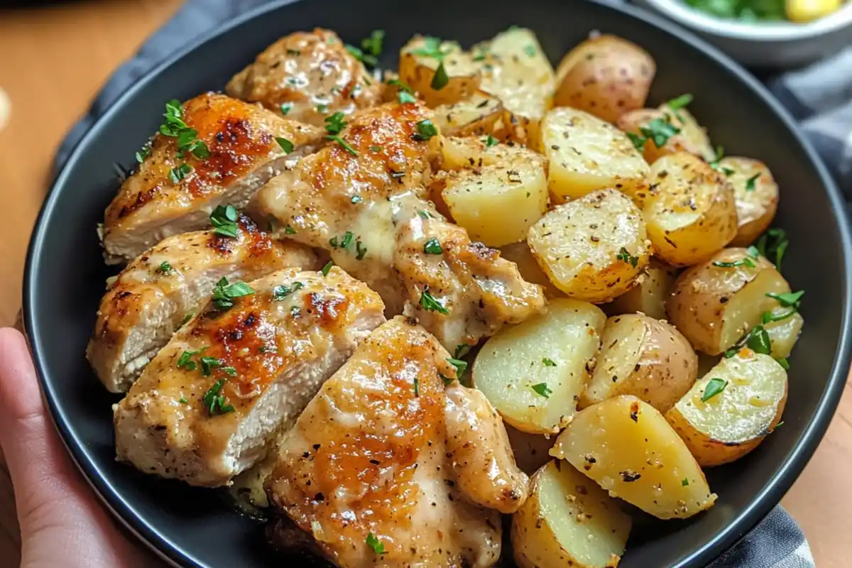 Garlic Parmesan Crockpot Chicken and Potatoes