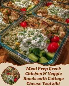 Meal Prep Greek Chicken & Veggie Bowls with Cottage Cheese Tzatziki