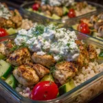 Meal Prep Greek Chicken & Veggie Bowls with Cottage Cheese Tzatziki