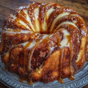 Caramel Cream Cheese Cinnamon Roll Pound Cake