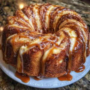 Caramel Cream Cheese Cinnamon Roll Pound Cake