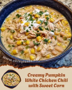Creamy Pumpkin White Chicken Chili with Sweet Corn