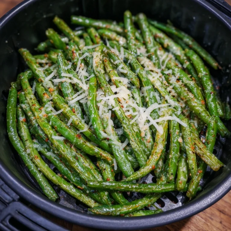 Air-fried green beans coated in parmesan