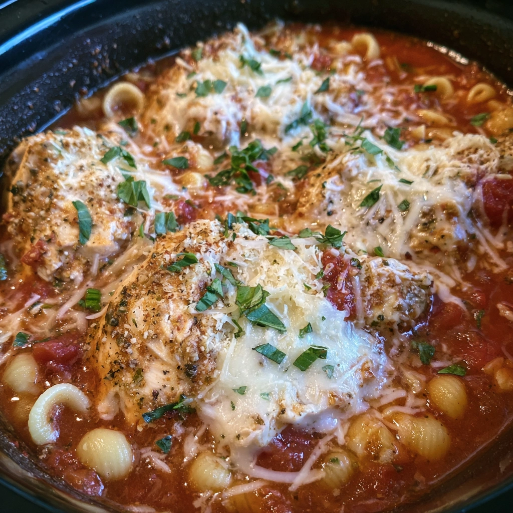 Easy Crockpot Chicken Parmesan Soup