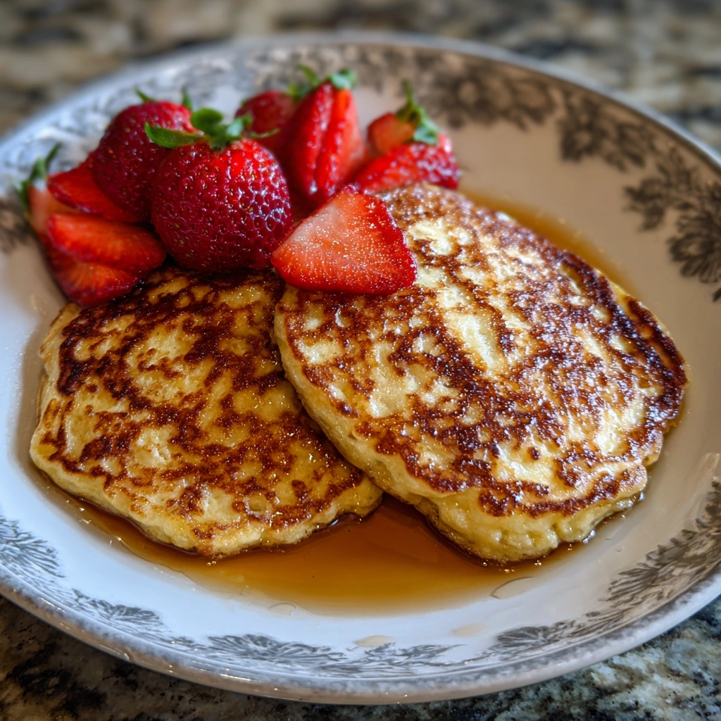 A forkful of soft, golden pancake showing the fluffy texture.