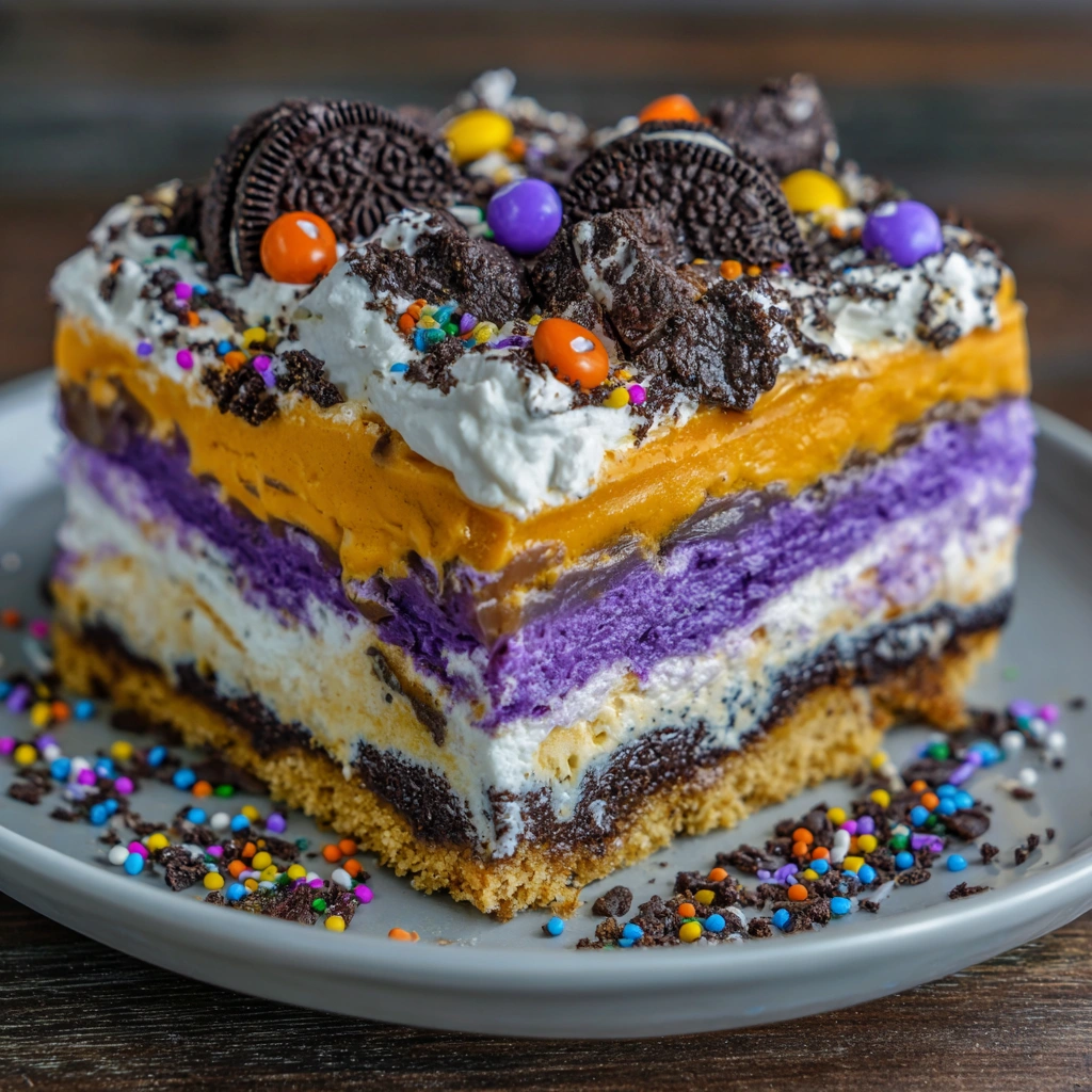 Colorful Halloween lush squares topped with sprinkles