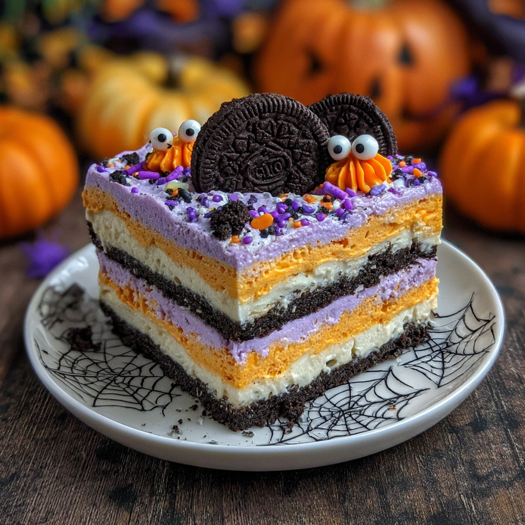 Close-up of lush layers with candy eyeballs