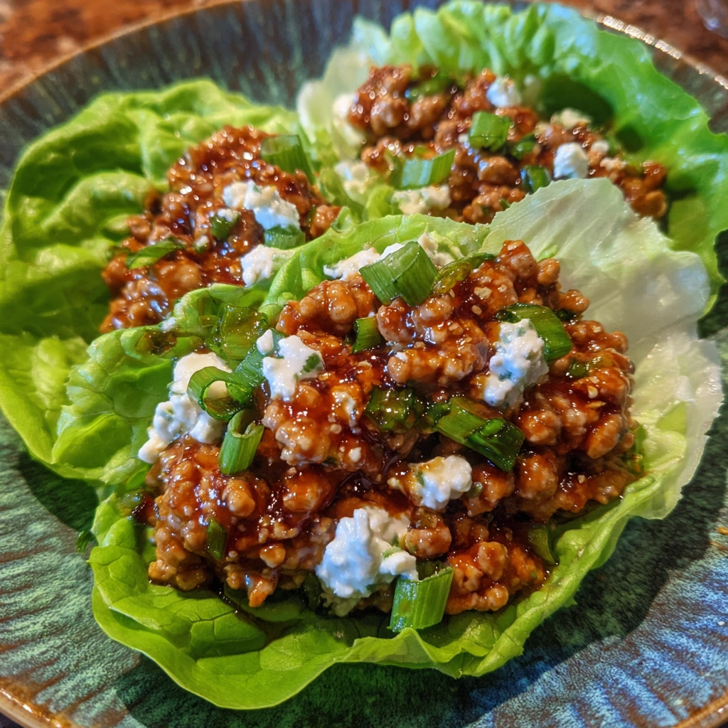 Hot Honey Garlic Turkey Lettuce Cups