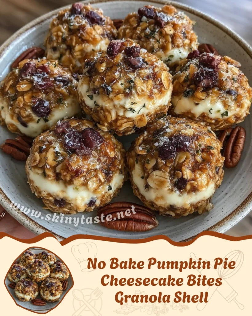No Bake Pumpkin Pie Cheesecake Bites Granola Shell